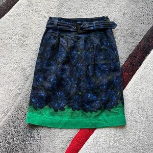Etcetera Wool Two Tone Belted Skirt